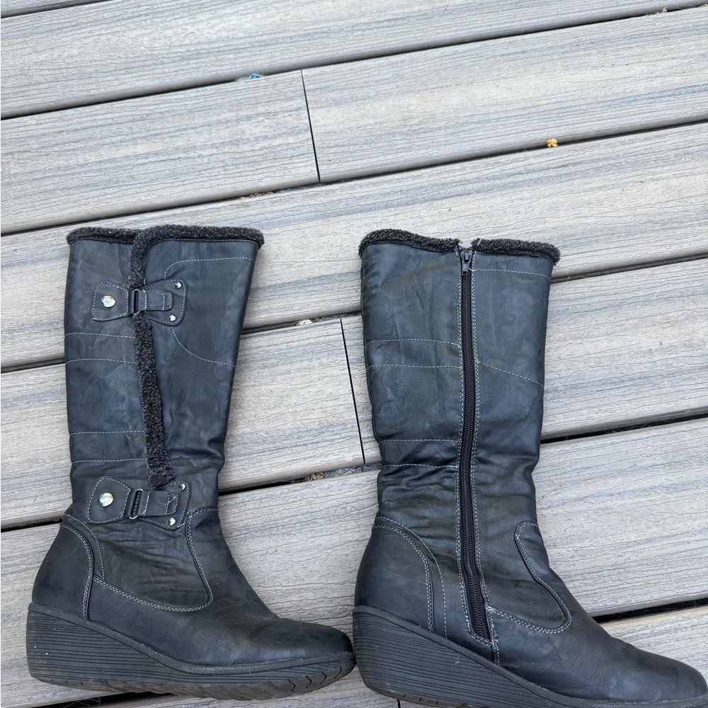 Bucco Black Winter Knee-High Boots
